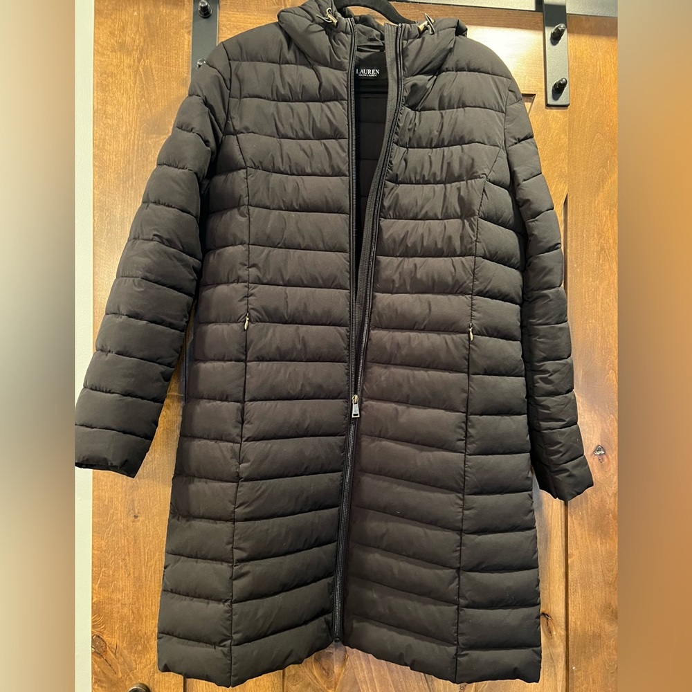 Barely worn black Ralph Lauren long puffer coat